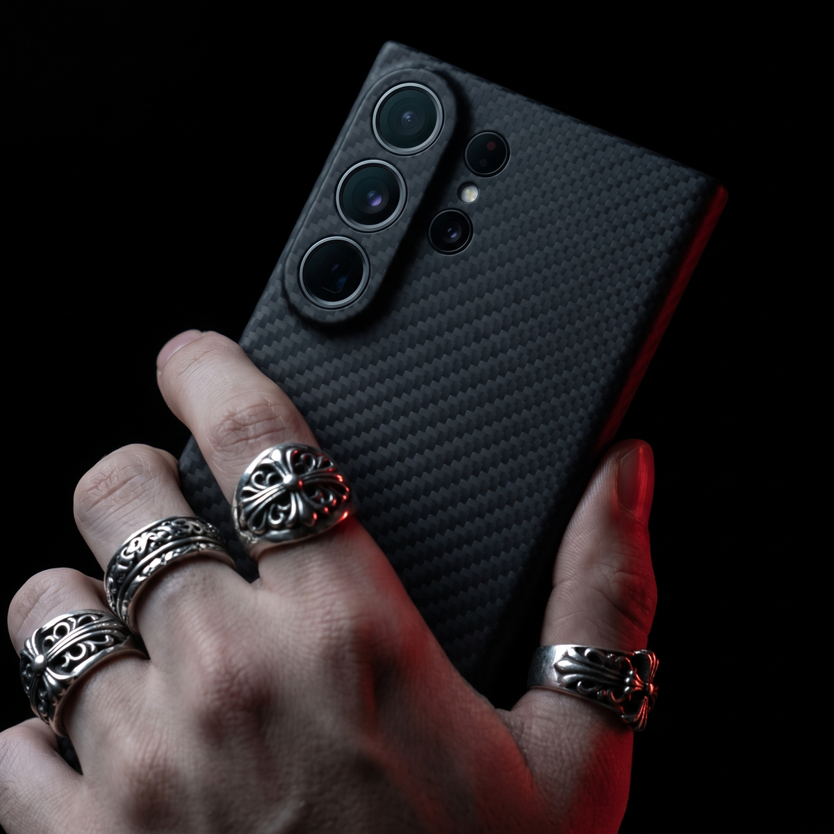 Black aramid fiber phone case